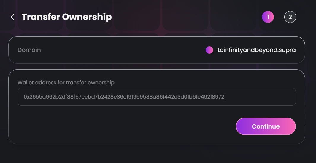 Enter the New Wallet Address