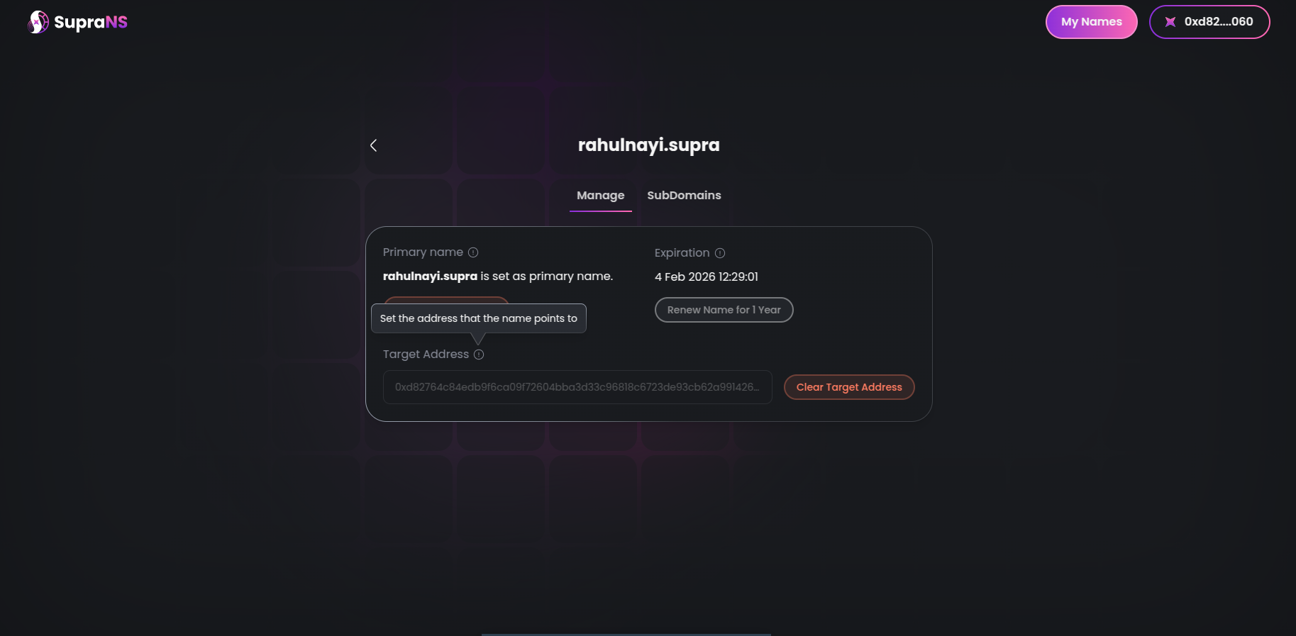 Target Address Management