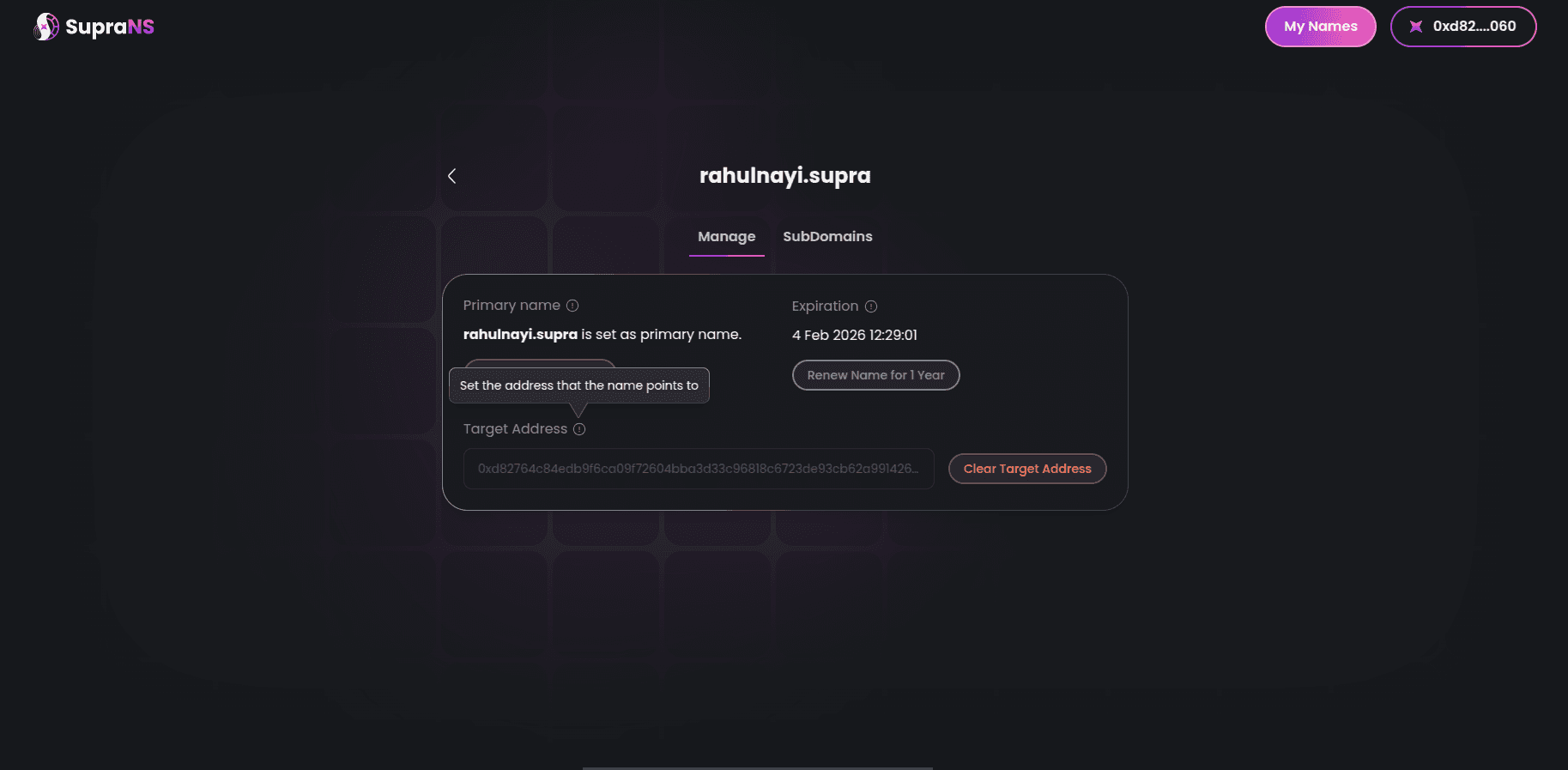 Target Address Management